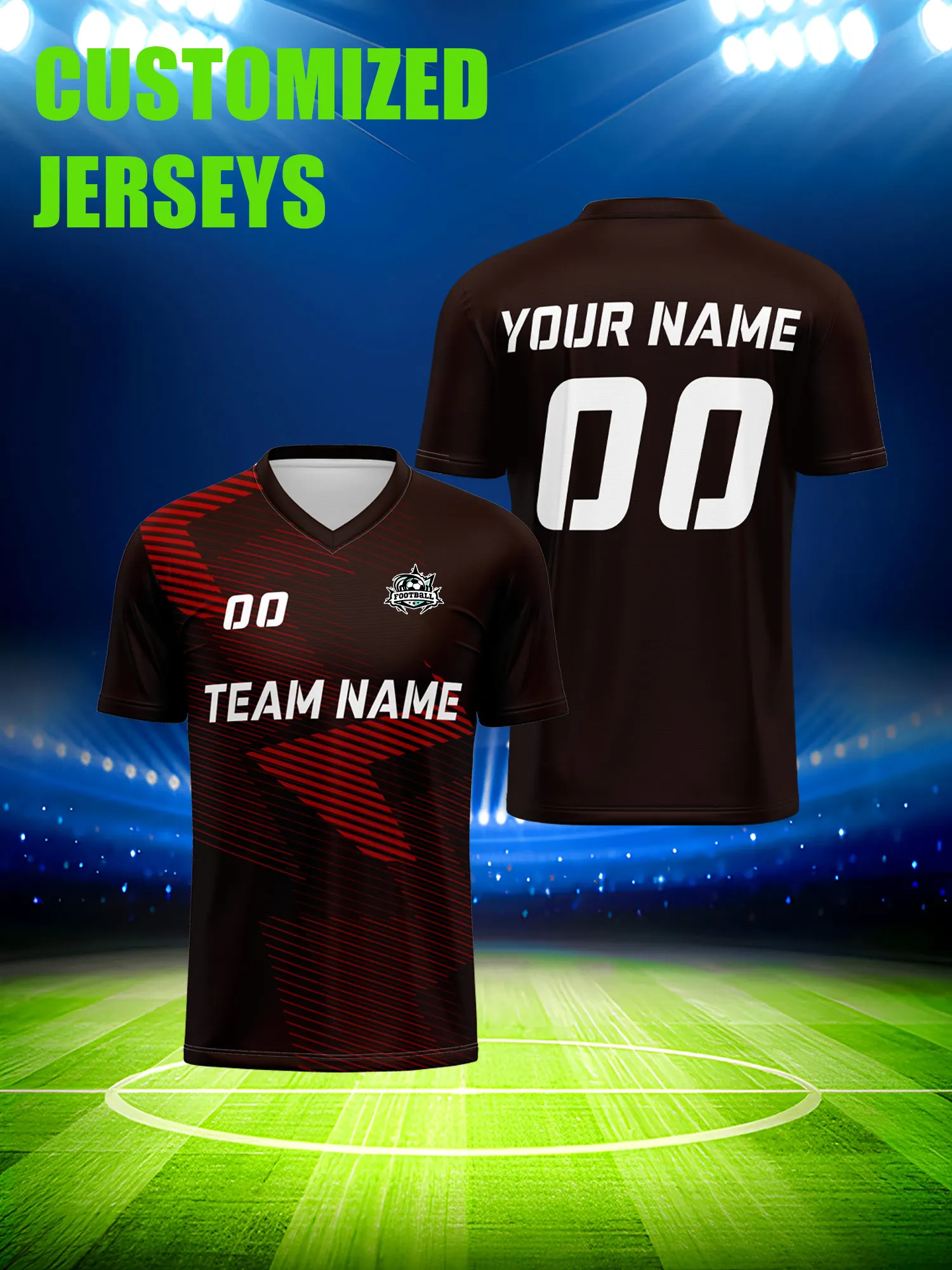 

Футболка для футбола с индивидуальным изображением, номером и именем, современная, лаконичная, стильная.