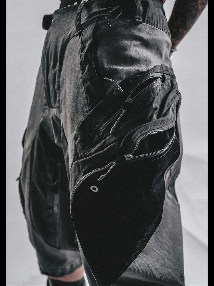 

DRKLEI Мужская рабочая одежда orts 7-ket на молнии Me в стиле пэчворк, многослойная, с грязевой талией, повседневная, свободная посадка, летние orts