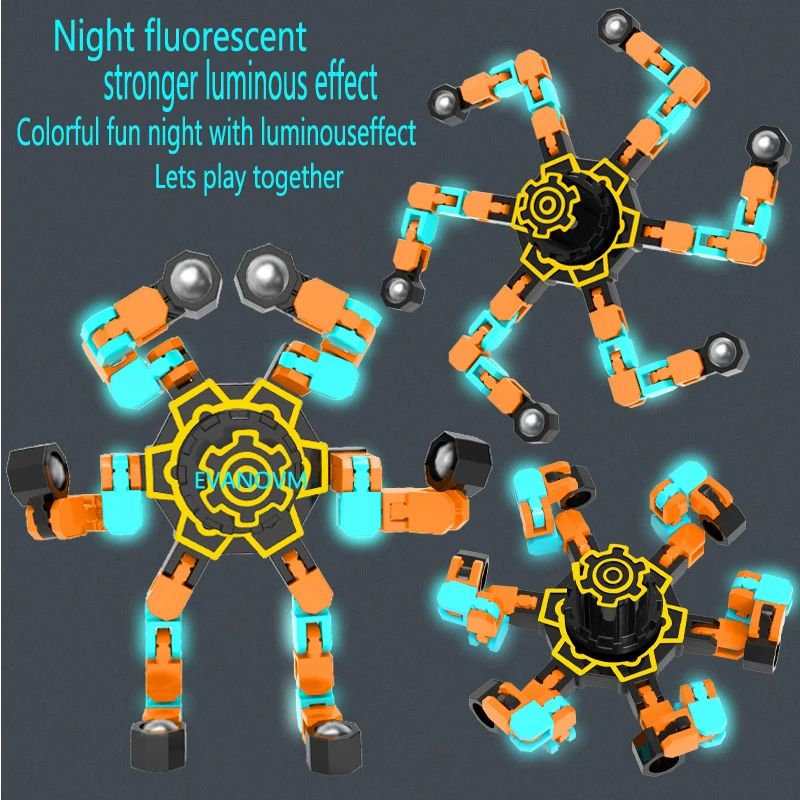 1pcs/ lot  Fidget Spinner Luminous Deformation Decompression Luminous Gyro Chain Rotation Can Decompress Stress Relief Toy