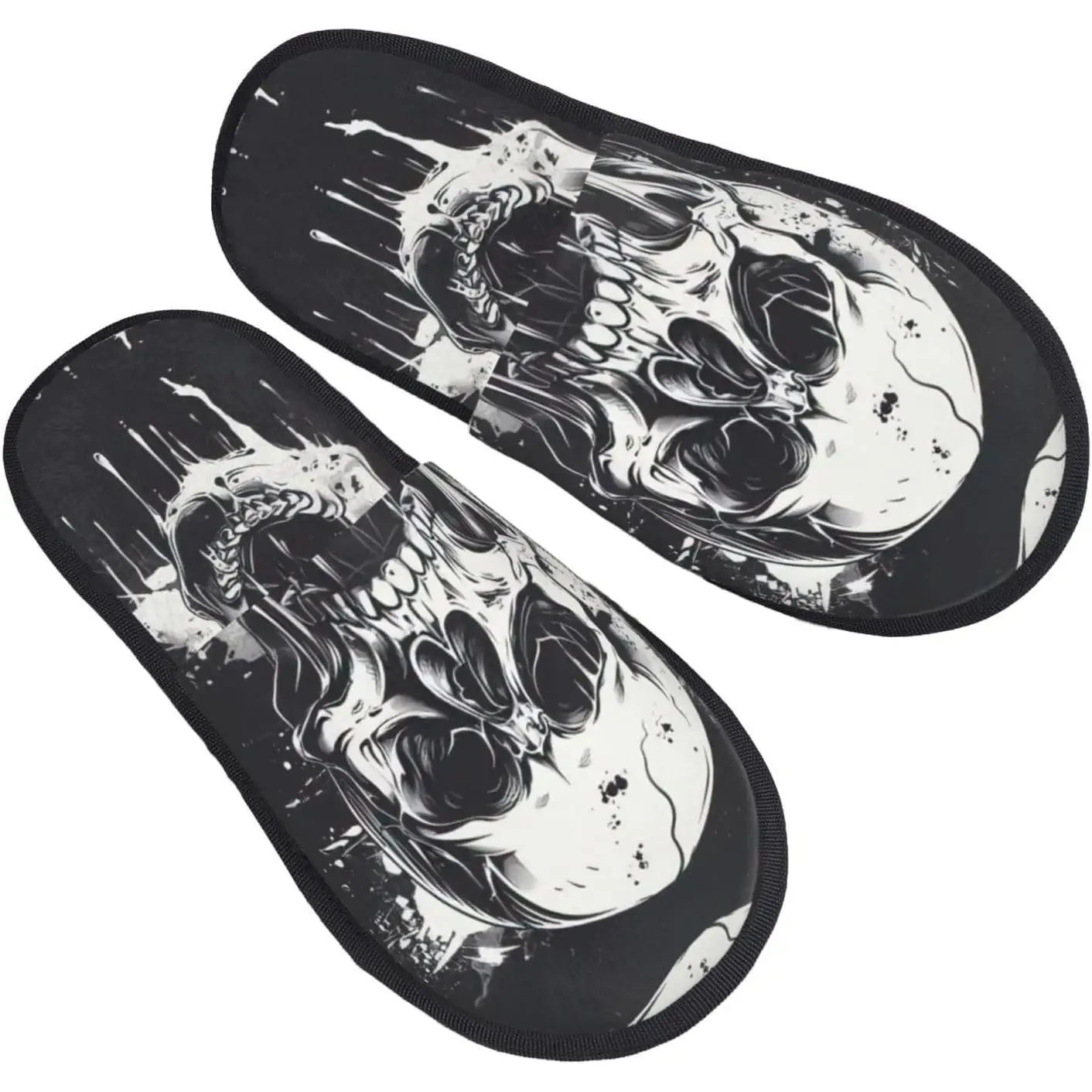 

Horror Ghost Skull Printing Fall Winter Fuzzy Slippers Comfy House Shoes,Portable for Hotel Travel Gifts for Women and Men