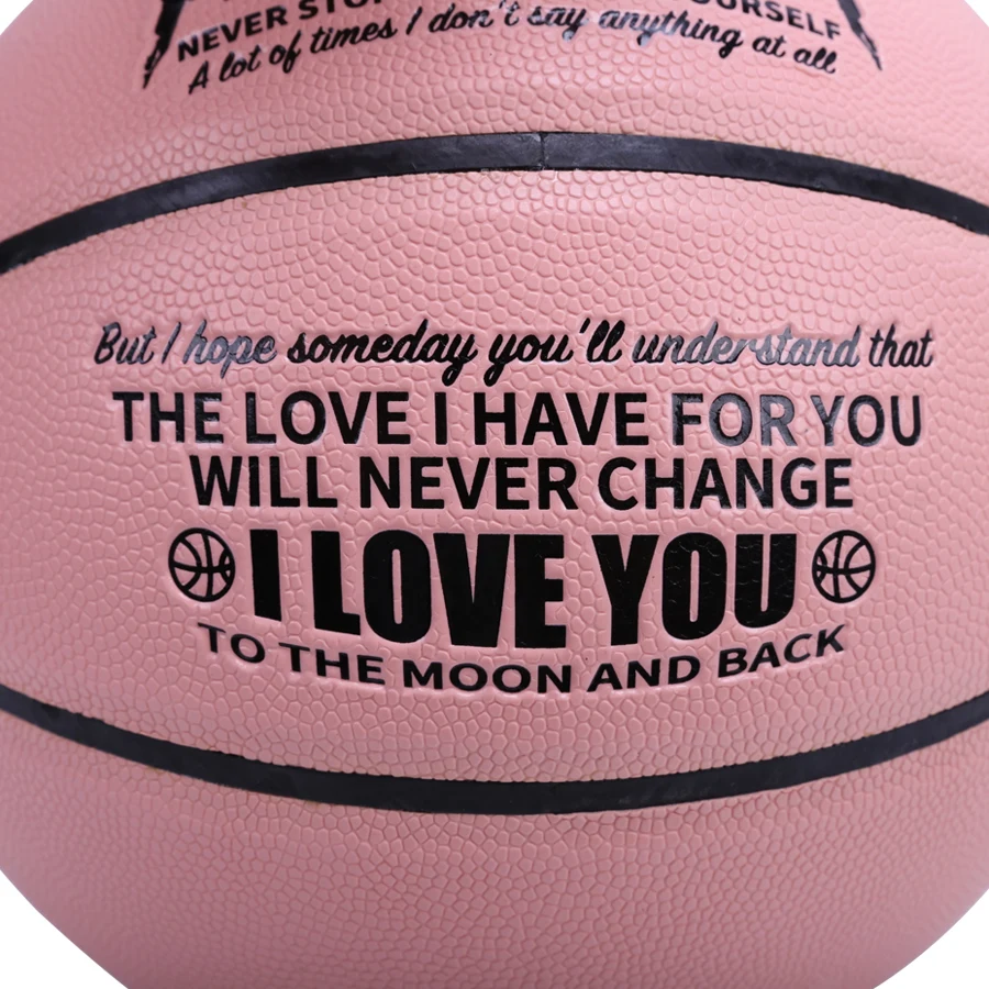 屋内および屋外用のPUレザーバスケットボール、プロのゲームトレーニングボール、ピンクNo。7、1個