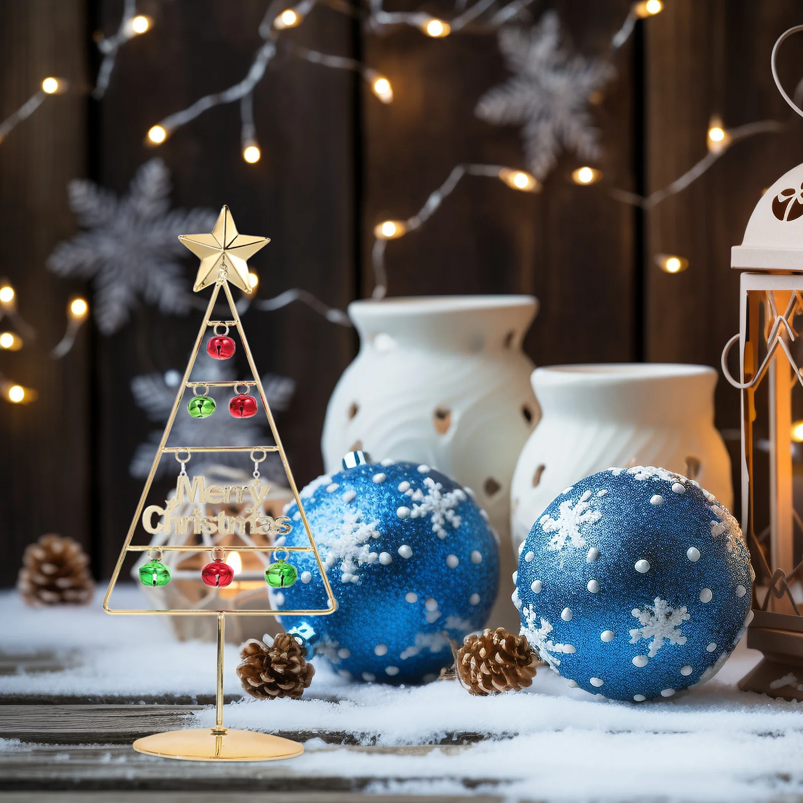 

Mini Iron Desktop Christmas Tree 31.8cm Metal Wire Ornament Display Stable Base Xmas Table Centerpiece Holiday Decor