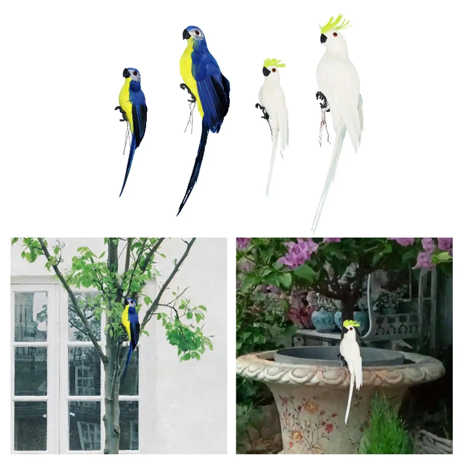 Simulation Parrot Statue Lifelike Animal Sculpture Home Decor Wall Hanging Ornament for Garden Patio Office