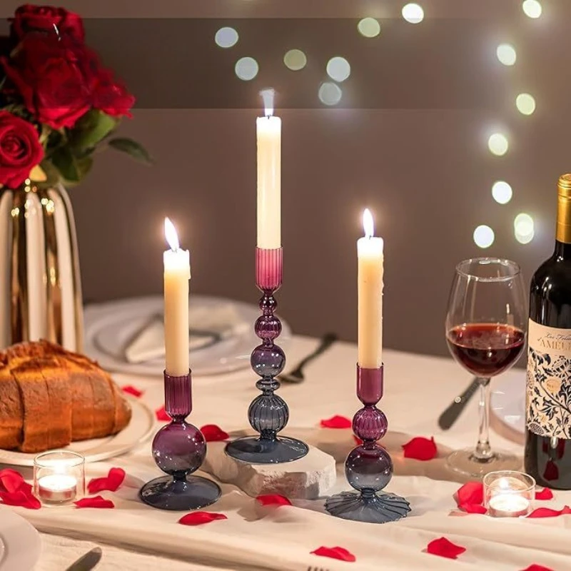 Simple Glass Candle Holder Vase Crafts Instagram Popular Art Living Room,Homestay Dining Table DecorationInserting Dried Flowers