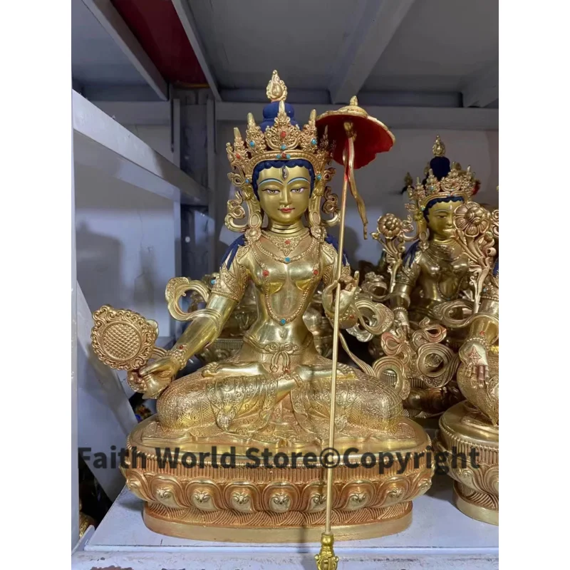 30cm lage Nepal Tibet TOP High grade copper sitapatra umbrella Buddha mother statue Worship home Family protection Health safety