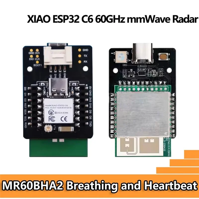 B24B XIAO ESP32 C6 60Ghz Mmwave Radar Breathing & Heartbeat Detection Sensor MR60BHA2 Esphome Home Assistant For Seeedstudio