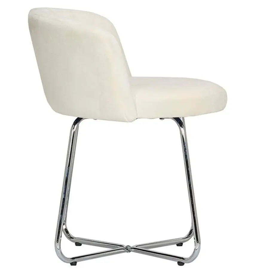 Marisol Round Metal Upholstered Vanity Stool Off White