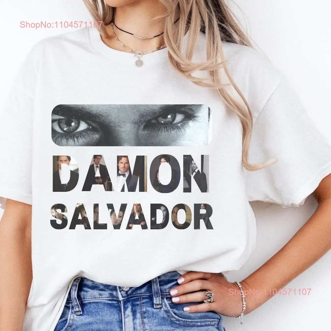 تي شيرت كلاسيكي بألوان مريحة من Damon Salvatore The Eras Tour بأكمام طويلة أو قصيرة