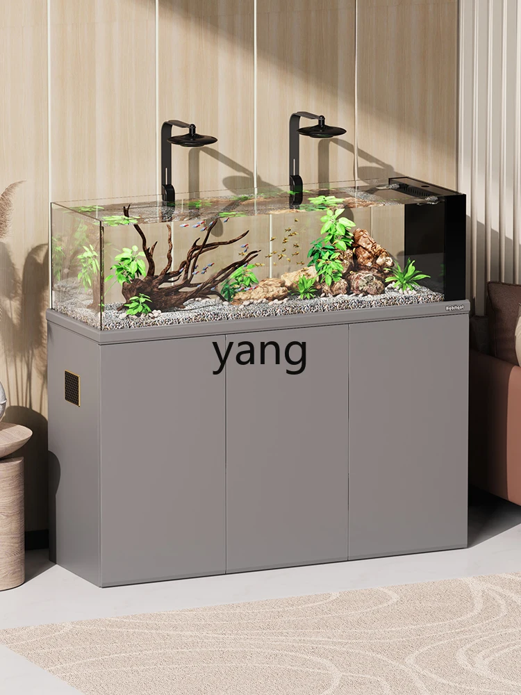 Yjq Native Fish Tank Stainless Steel Bottom Filter Household Large Landscape Ecological Aquarium Super White Tank