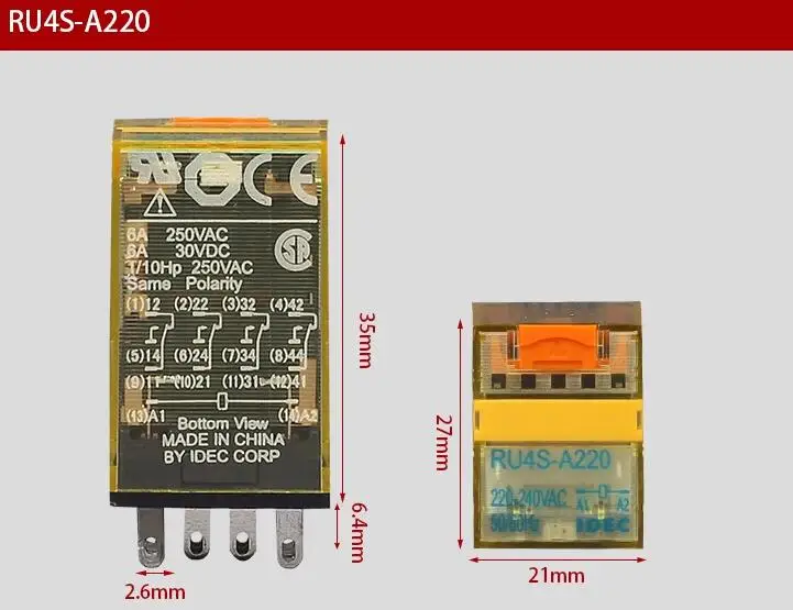 Original RU4S intermediate relay 6A 14-pin RU4S-D24 RU4S-A220 RU4S-D-D24 RU4S-CD1-D24