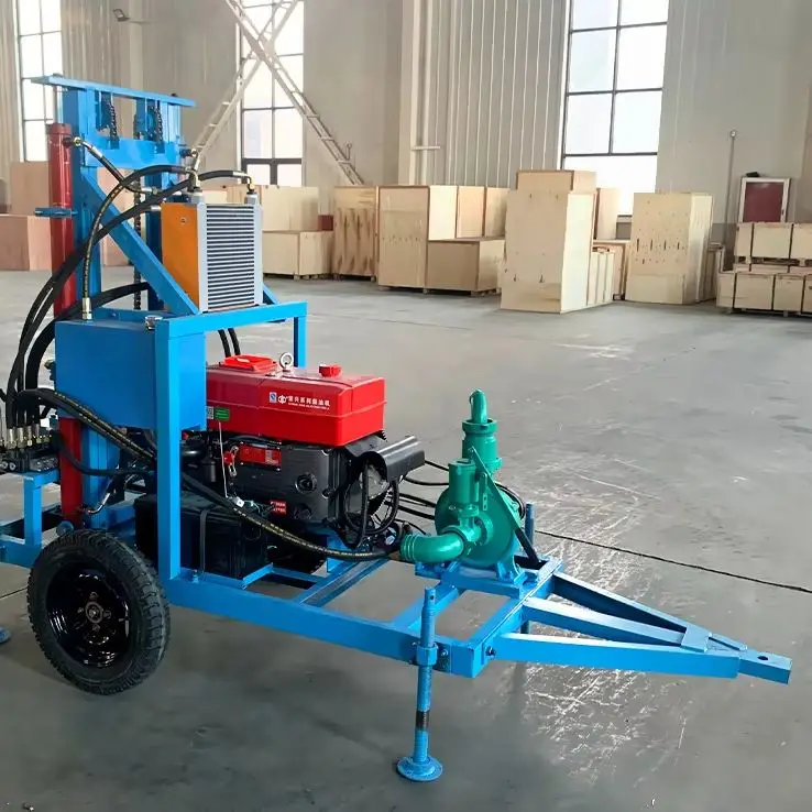 

Customized Flexible Mobile Water Well Drilling Rig Diesel 35HP Hydraulic 100m Drilling High Quality Wheel Type Machine
