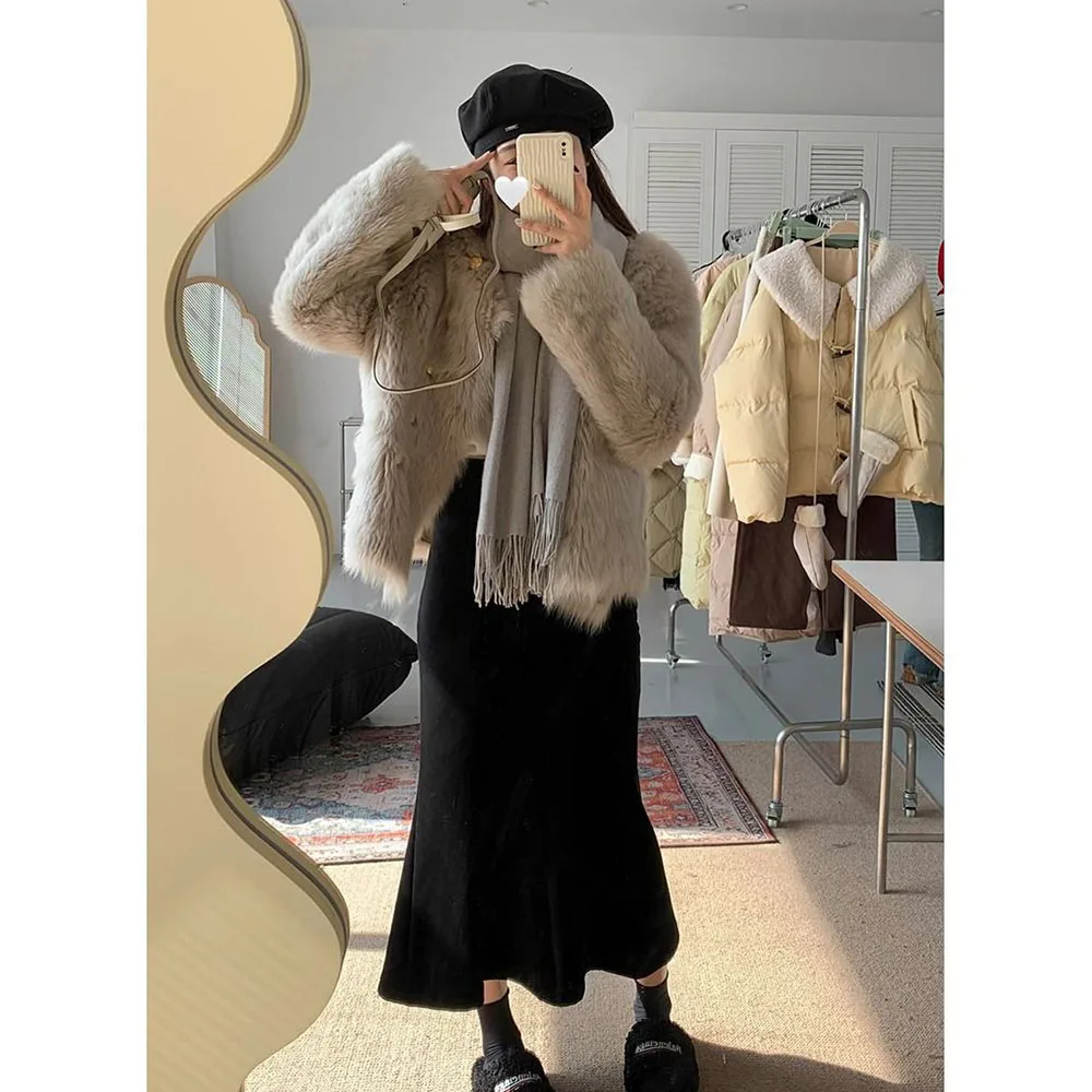 Imitation Fur Coat For Women Autumn Winter Loose Thick Plush Warm Fur Jacket Female Casual Short Smale Fragrant Style Outwear