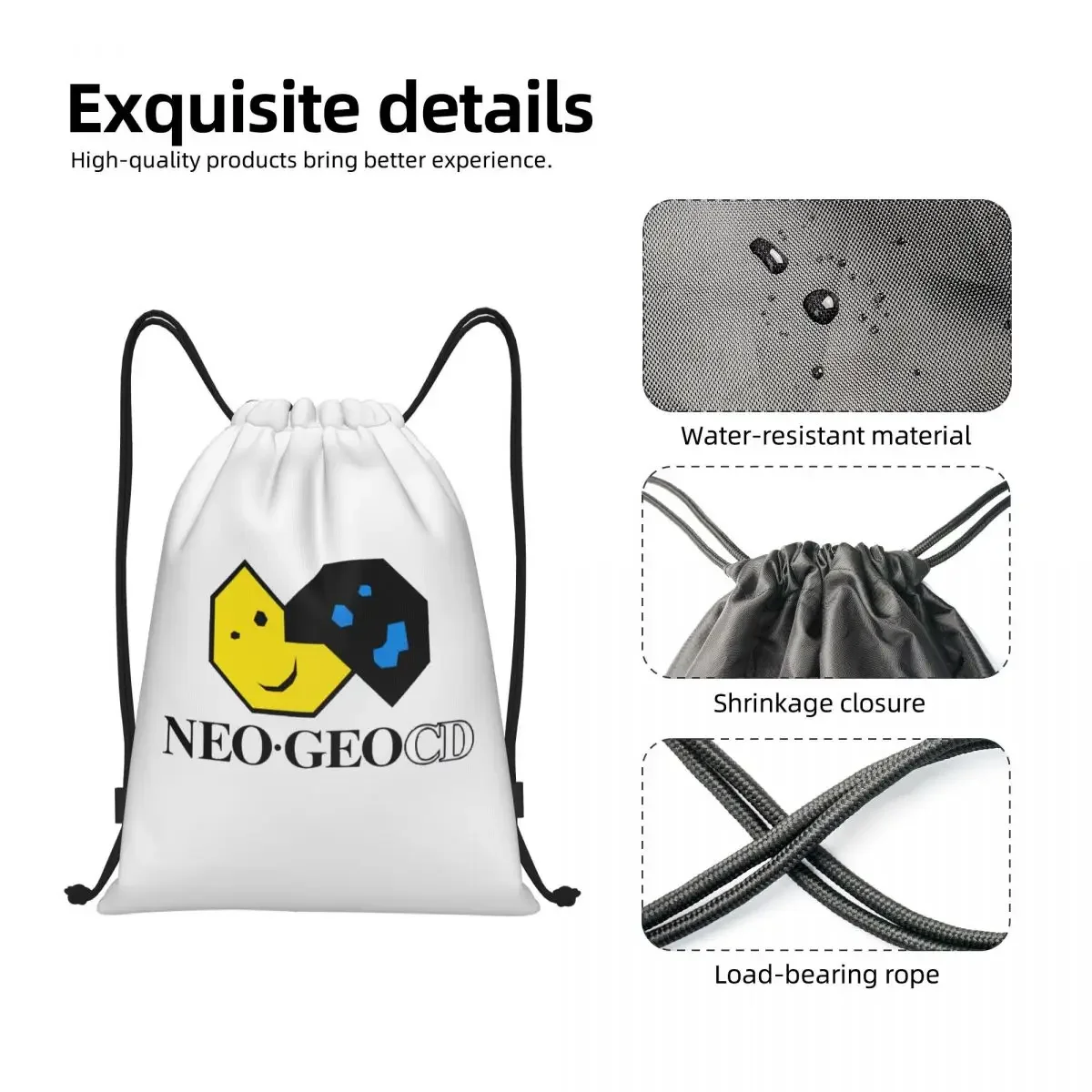 Custom Neogeos วิดีโอเกมกระเป๋าเป้สะพายหลัง Drawstring กระเป๋าผู้ชายผู้หญิงน้ําหนักเบากีฬา Sackpack กระสอบสําหรับโยคะ