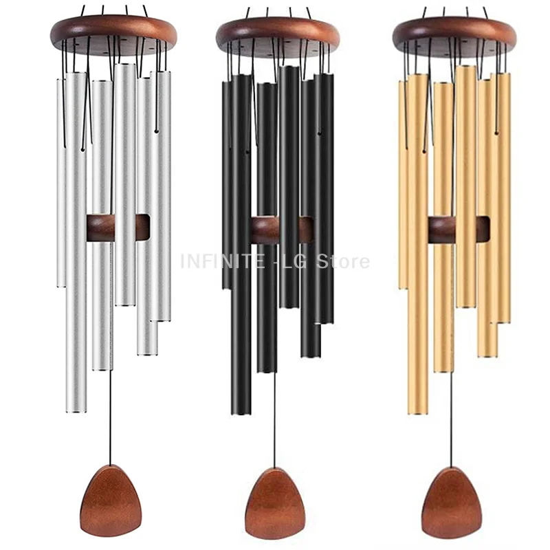 Classic 26 Inch Aluminum Pipe Wind Chimes With Wooden Hanging Tag Farmhouses Terraces Gardens Balcony Corridor Decoration