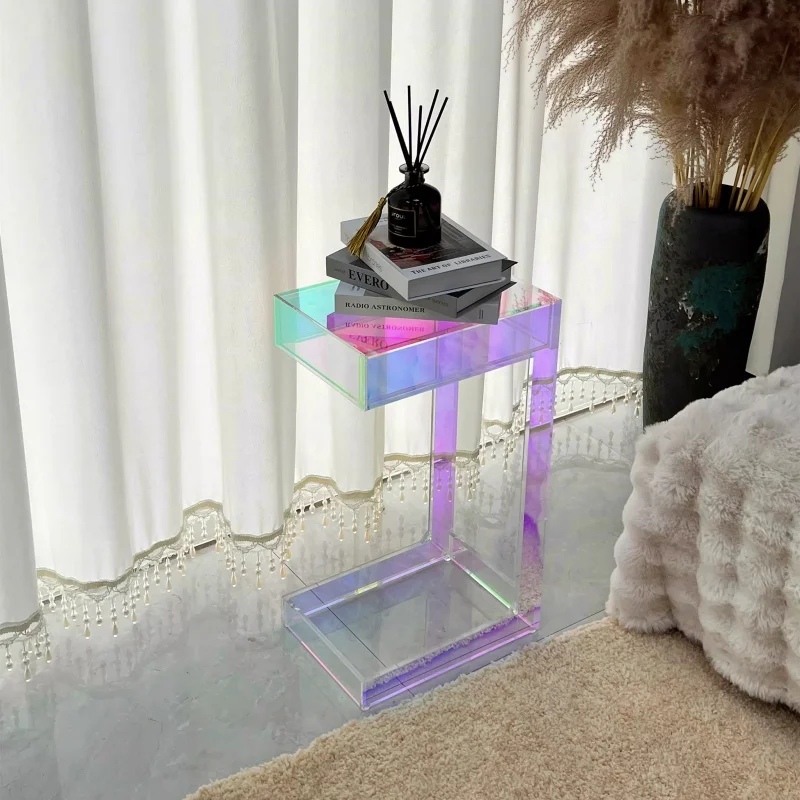 Living room decorations, floor-to-ceiling art shelves, acrylic mobile side tables, trolleys, multi-layer storage racks