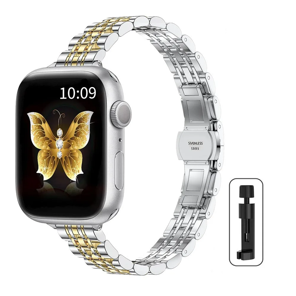 Edelstahl Slim Armband für Apple Watch Band 49mm 42mm 46mm Metallarmband iWatch Ultra 2 Serie 10 9 8 7 6 5 4 3 für Frauen