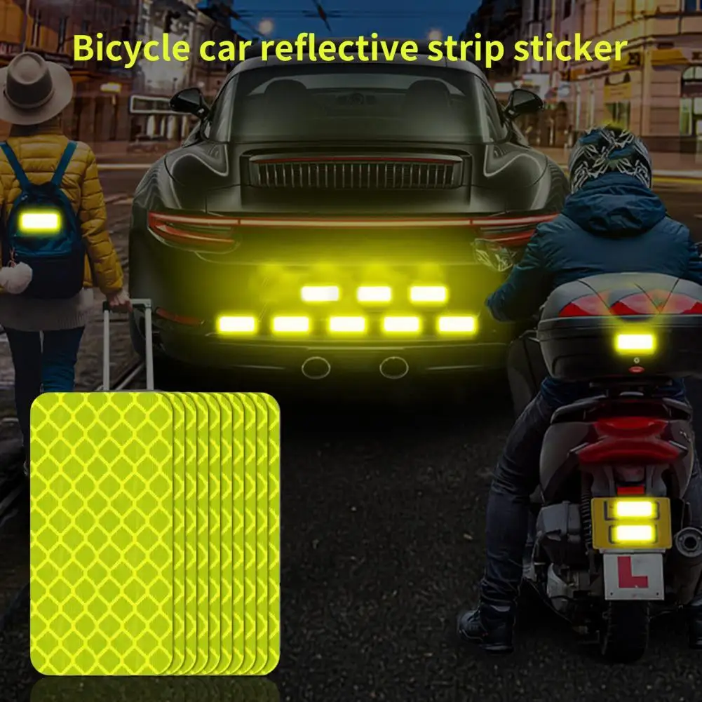 

10Pcs Practical Car Reflect Decals Decorative Good Toughness Reflective Sticker Strong Adhesive Reflective Decals