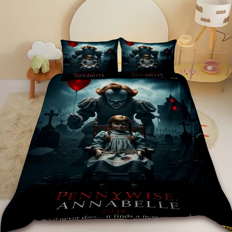 

3pcs Duvet Cover IT Pennywise Horror Surprise Bedding Set Comforter Cover Set Teens Kids Bedroom Home Decor Birthday Gifts