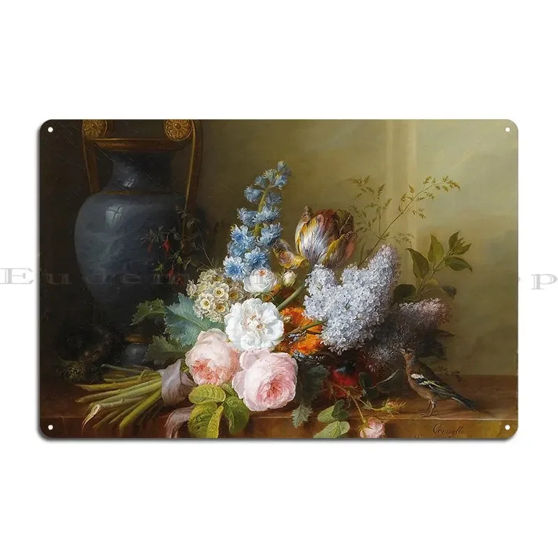 Blush Roses Cornelis Van Spaendonck 1756 1840 Metal Sign Wall Decor Funny Personalized Designs Poster Tin Sign Poster