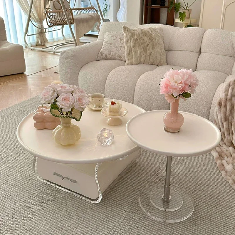 

Luxury Design Coffee Table Round Modern Floor White Bedside Minimalist Center Table Living Room Muebles Hogar Home Furnitures