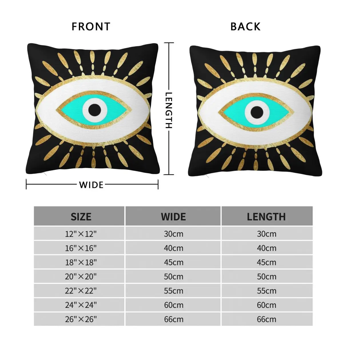 Hamsa Evil Eye Gold Foil Square Pillowcase Polyester Linen Velvet Pattern Zip Decor Pillow Case Home Cushion Case