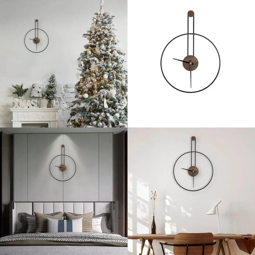 

Silent Large Walnut Wall Clock, 17.8x24.4 Inches, Modern Design for Home & Office