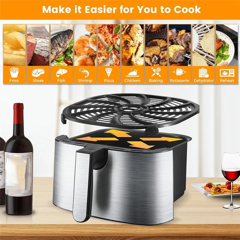 A98I-Air Fryer Grill Pan For Gourmia GAF716 GAF798 7QT Air Fryer, Nonstick Air Fryer Replacement Parts Accessories Rack Tray