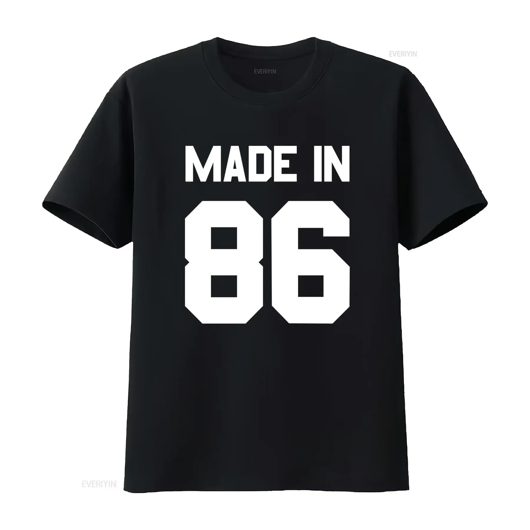 Minimalist Streetwear 1986 Birth Year Numeric Print Casual T Shirt vintage Washed Comfortable Soft homme graphic Versatile