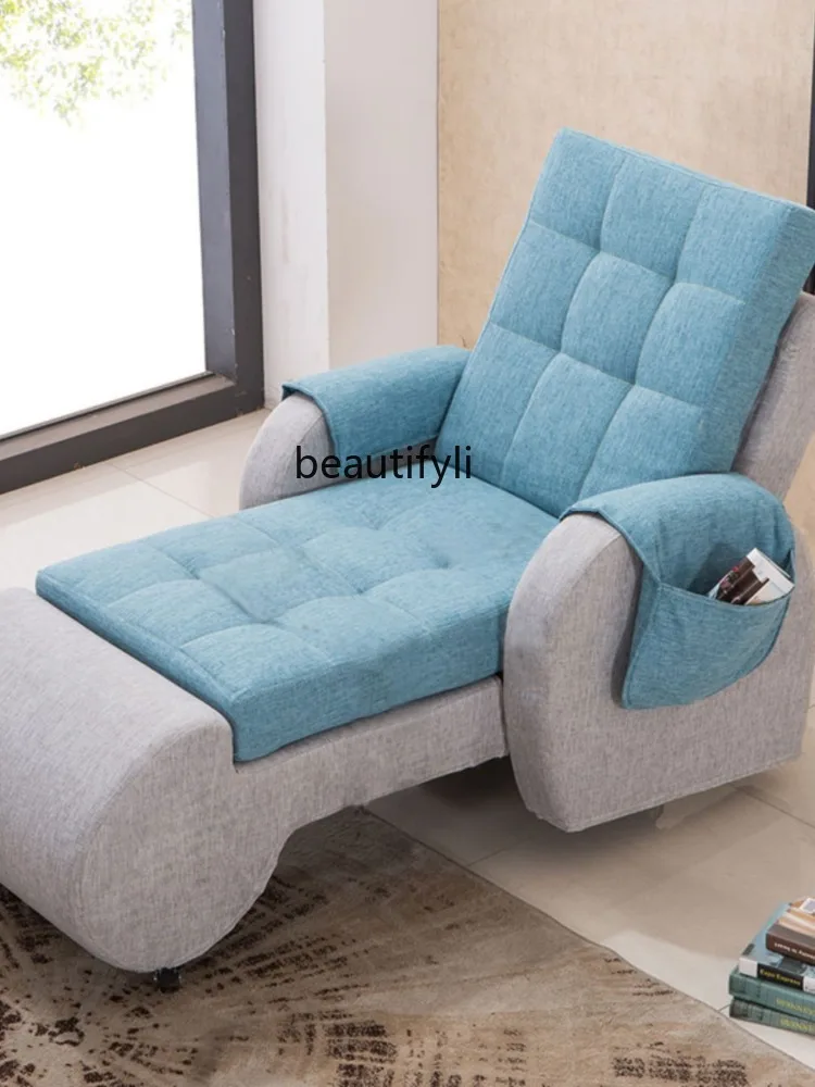 Simple  Modern Fabric Craft Backrest Home Elderly Leisure Lunch Break Sleeping Single Bed Recliner Lazy Function Chaise Longue