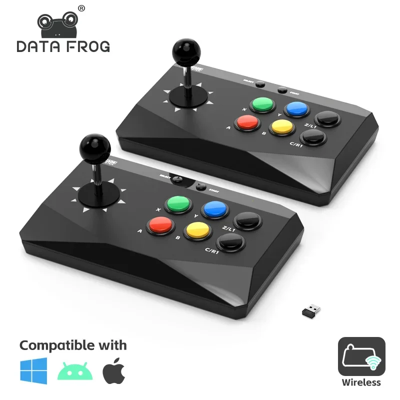 DATA FROG Game Arcade Keyboard Kontroler bezprzewodowy z komputerem PC/Android/IOS dla Street Fighter Retro kompatybilny z konsolami do gier wideo