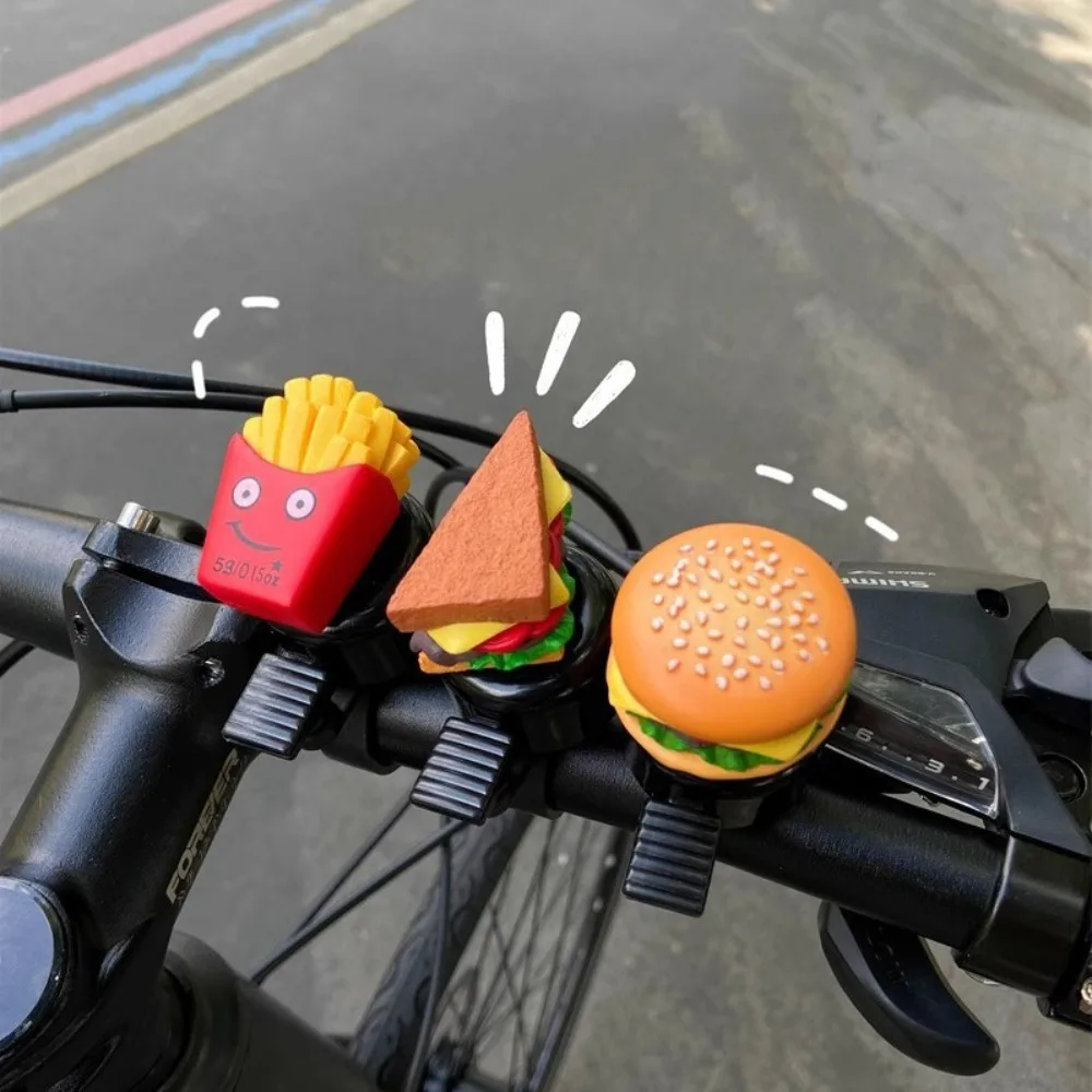 Hamburg Cartoon Bicycle Bell French Fries Sandwich Bicycle Horn Cartoon Loud Bike Scooter Bell Bike Handlebar