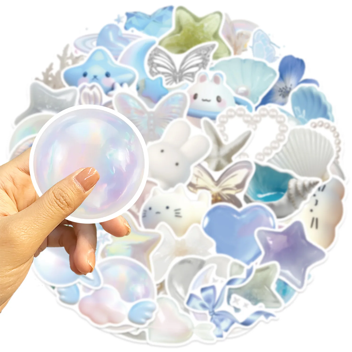 

50PCS White Aesthetic INS Style Graffiti Stickers Decorative Water Cup Computer Waterproof Stickers Kids Toys Gifts Decals