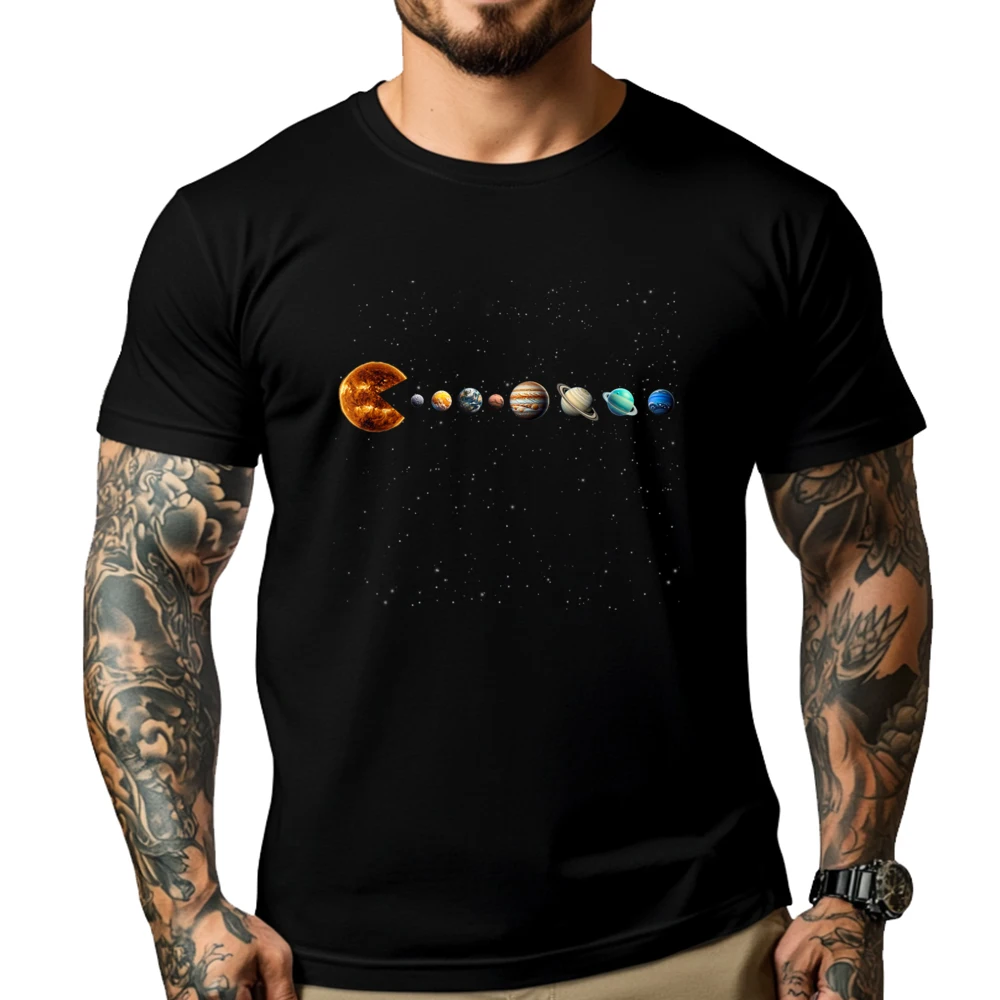 Funny Solar System Astronauts Space Video Games Designer T Shirt Men Cotton T Shirt Men Aesthetic