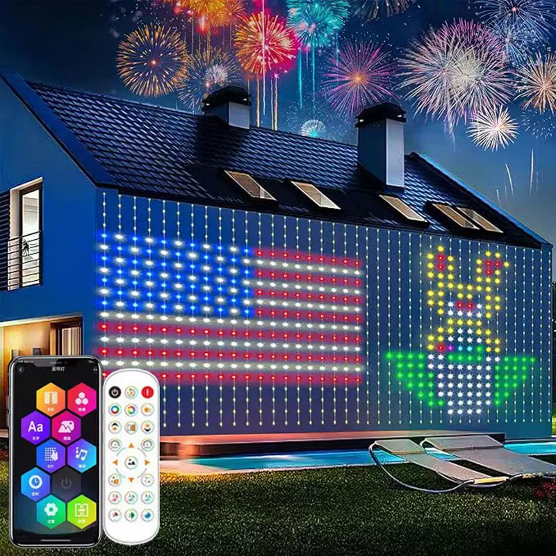 

Waterproof Festive LED Curtain Lights, Music Synchronized & Remote Controlled, Outdoor Christmas Patio and Garden Decor