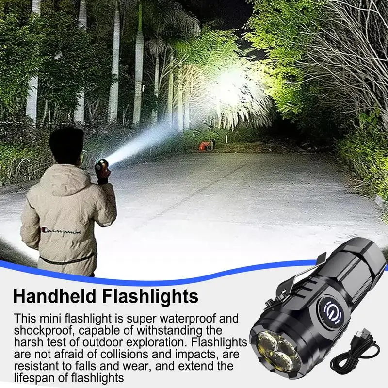 Rechargeable High Lumens Mini Flashlight 5 Modes Powerful LED Flashlight Handheld Camping Pocket Flashlight For Camping Hiking