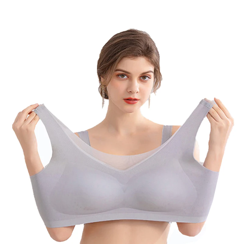 

Sexy Top Seamless Bra Plus Size Backless Bras Push Up Women Wireless Bralette Woman Underwear Ice Silk Unwired Without Frame