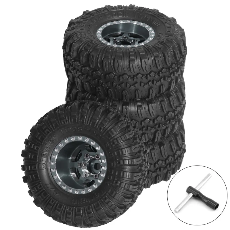 عجلات وإطارات Beadlock RC مقاس 1.0 بوصة لزاحف 1/18 TRX4M، 1/24 SCX24 RC، إطارات Beadlock 1.0 مع عجلات من سبائك الألومنيوم #5