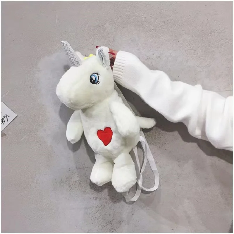 40cm Unicorn Plush Backpack Kawaii Fluffy Children\'s Schoolbag Soft Stuffed Animal Bag Cute Mini Plushie Bag Toy Gifts For Kids