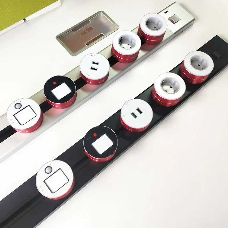 New Design High Quality Removeable Adapter Socket Surge Protector Power Strip Track Rail Socket for Office Table Home Kitchen fa