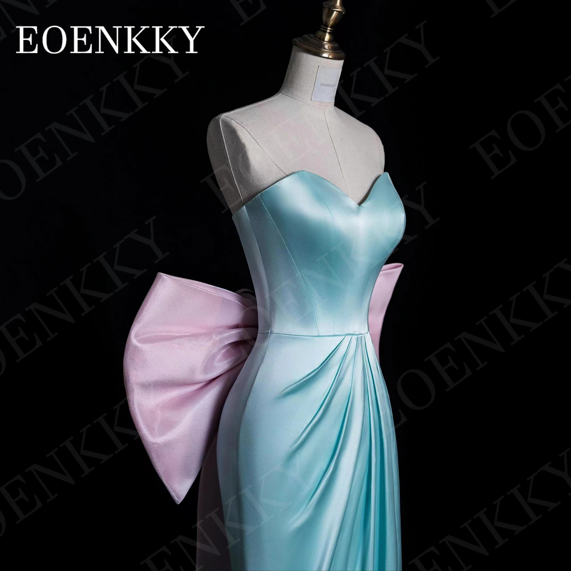 Meerjungfrau Abschluss ball Kleider elegante Abend party Satin träger losen Schatz besonderen Anlass Kleid mit Bogen Meerjungfrau Ballkleider Elegant Abend Party  Trägerloses Sweetheart Kleid mit Schleife aus Satin für