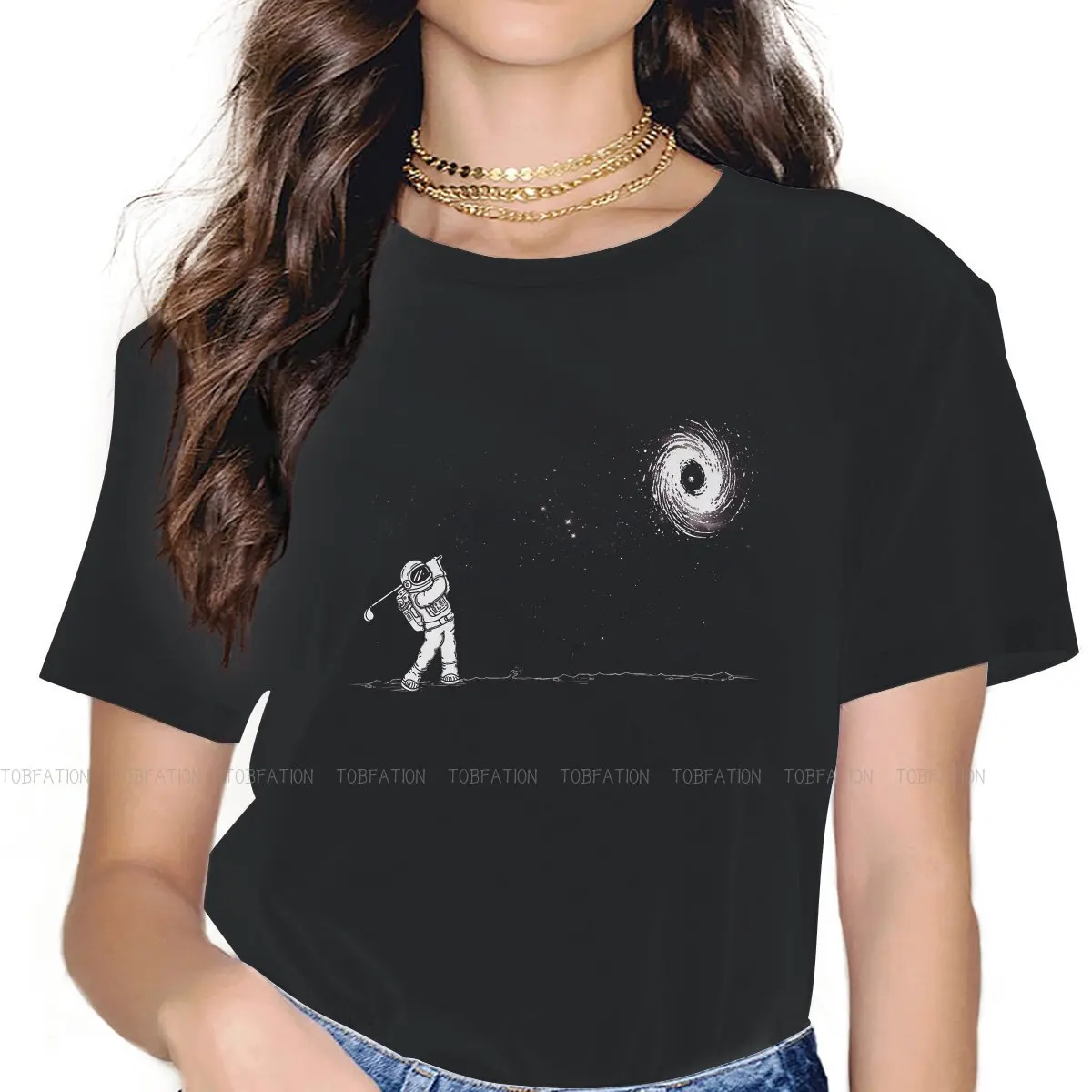 Black Hole In One Hipster TShirts Golf Female Fabric Streetwear T Shirt Round Neck Oversized