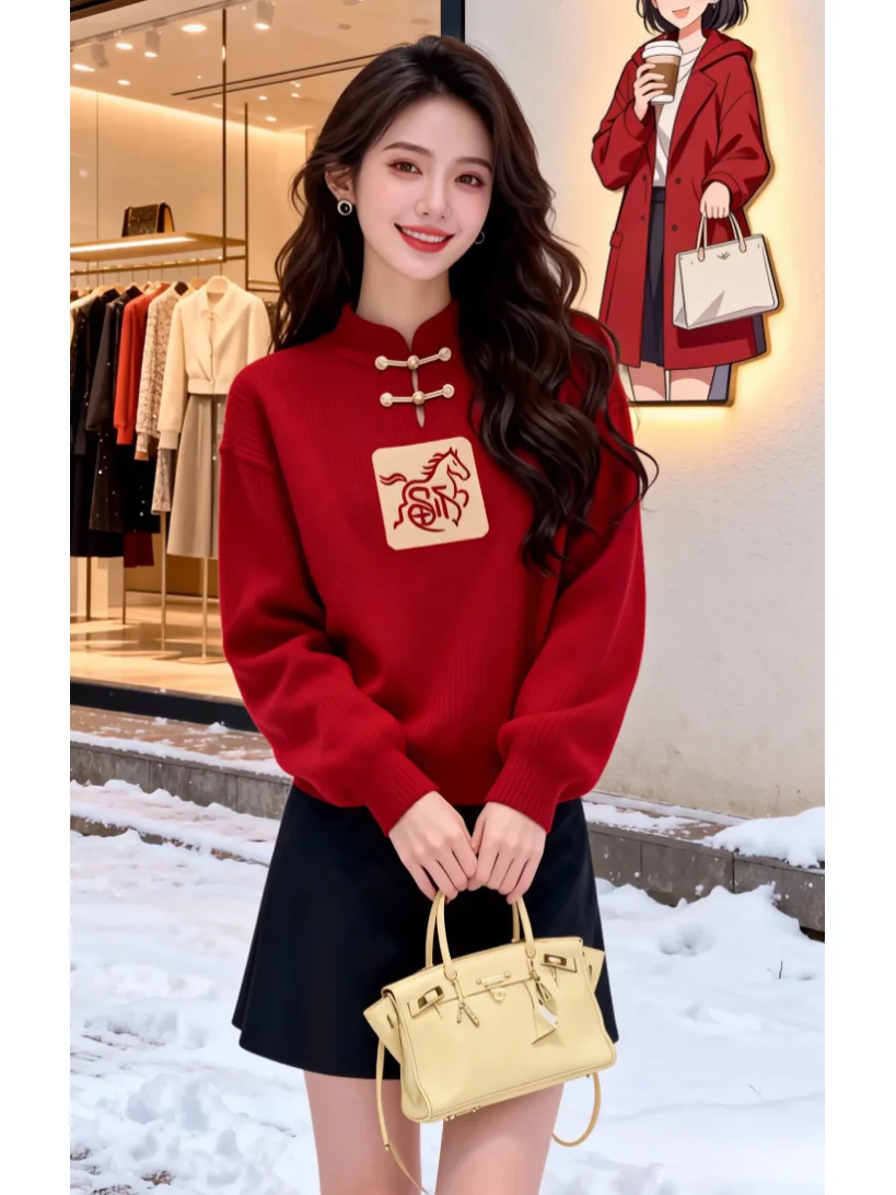 

Модный женский вязаный свитер с длинным рукавом, осенняя новинка 2026 года, облегающий топ, универсальный, элегантный, средней мягкости