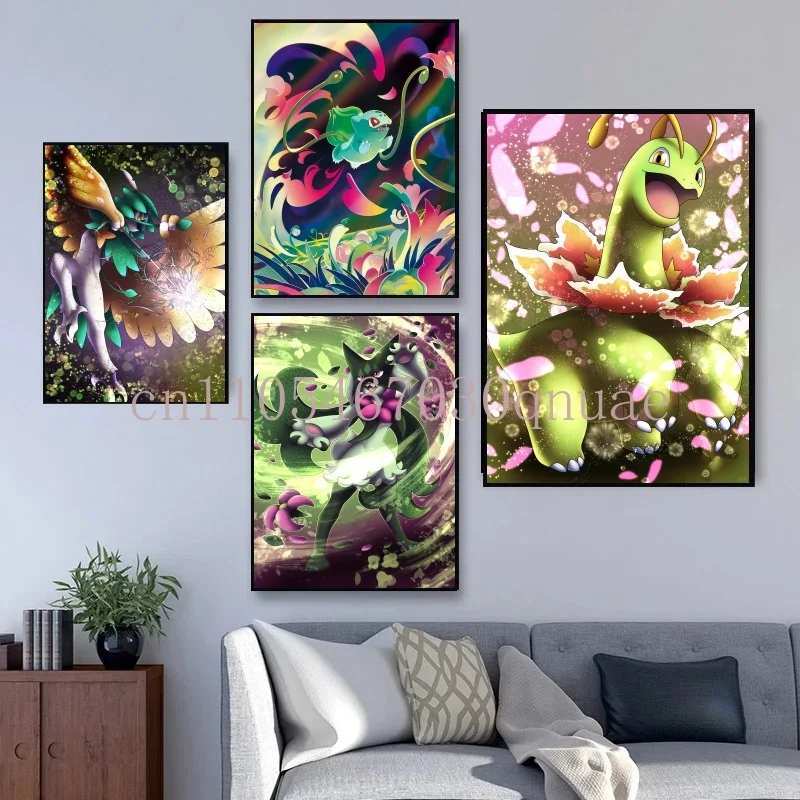 Perlengkapan Pokemon Pikachu Gyarados Squirtle Charmander Poster HD Seni Dinding Cetak Dekorasi Ruang Tamu Lukisan Kanvas Hadiah Anak-anak