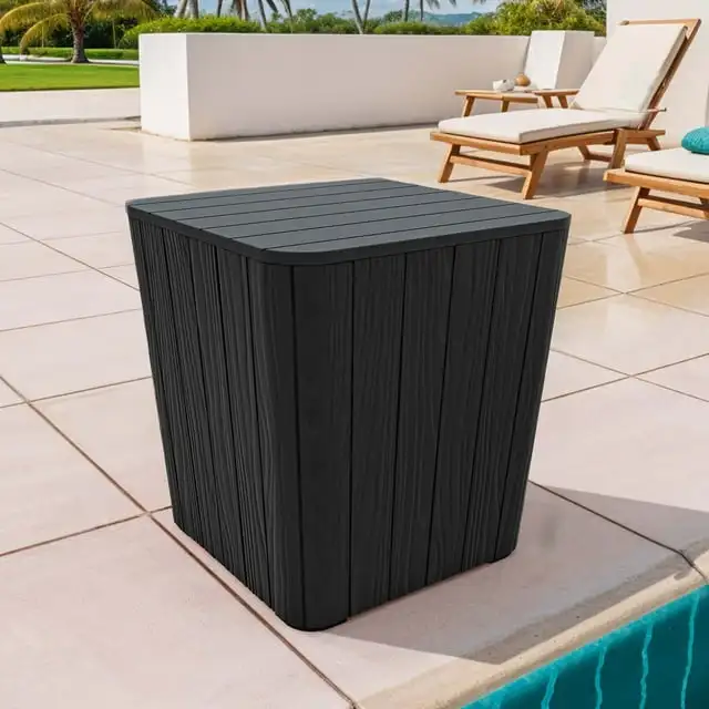 

Uforic 11.5 Gallon Outdoor Waterproof Resin Deck Box, Outdoor Side Table, Black