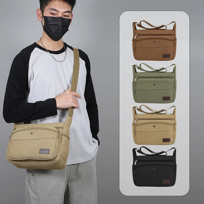 

Simple Men's Canvas Shoulder Bags Casual Daily Travel Crossbody Bags for Men Messenger Bags Fashion High Quality Shoulder Bags