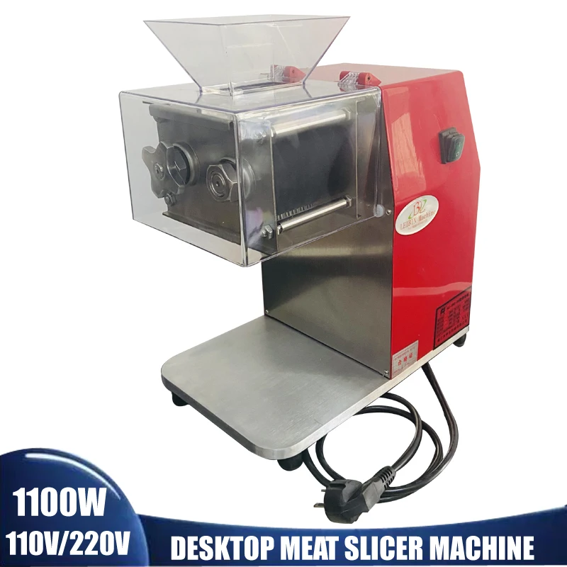 Red Household Meat Slicer Desktop Electric Meat Cutting Machine For Shredding Slicing