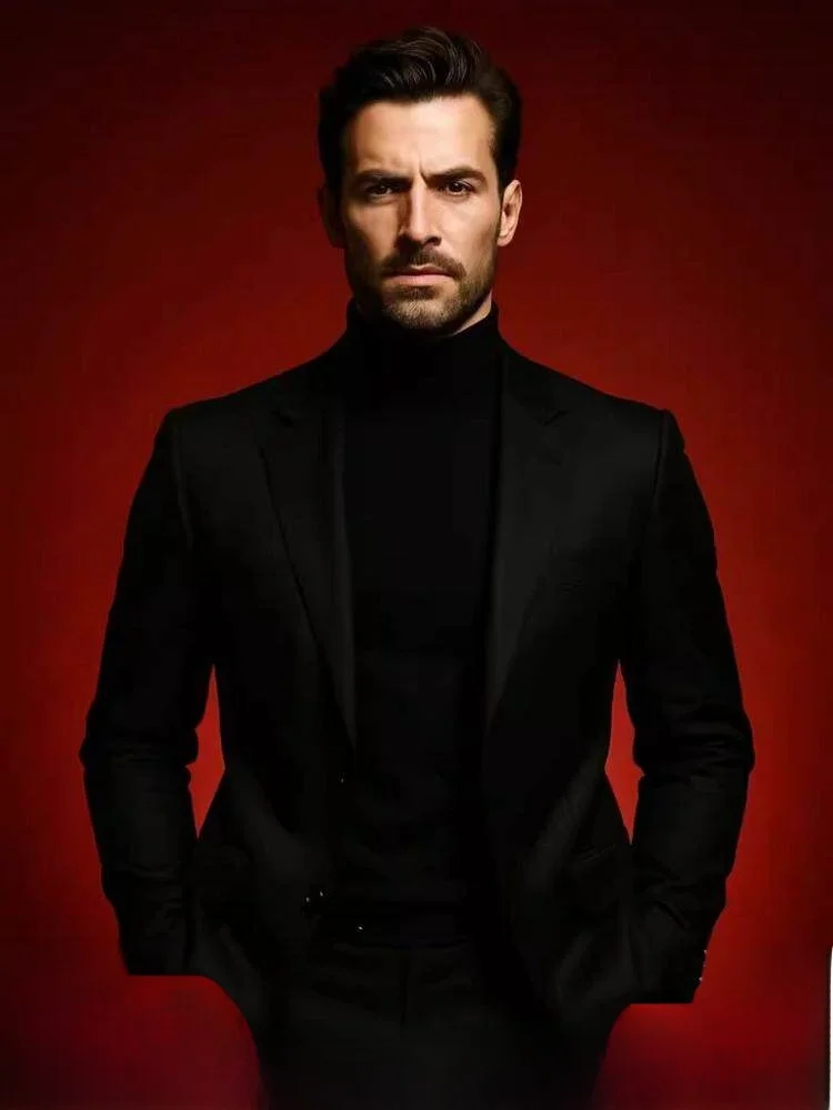 

Super 20's Wool Blend Men's Busin Casual Suiting Jaet Faionable Urban Sle Single Breasted Long Sve Suit Coat