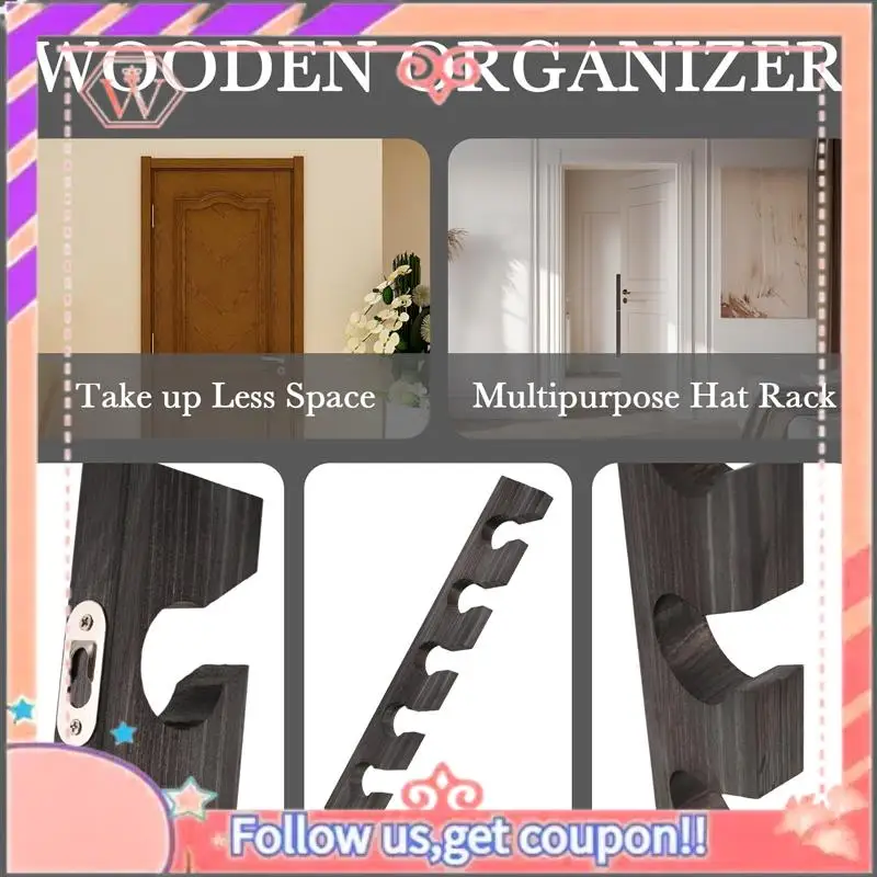 

Upgraded Wooden Hat Hanger For Baseball Cap Home Decor Space-Saving Wooden Organizer With Display Shelf