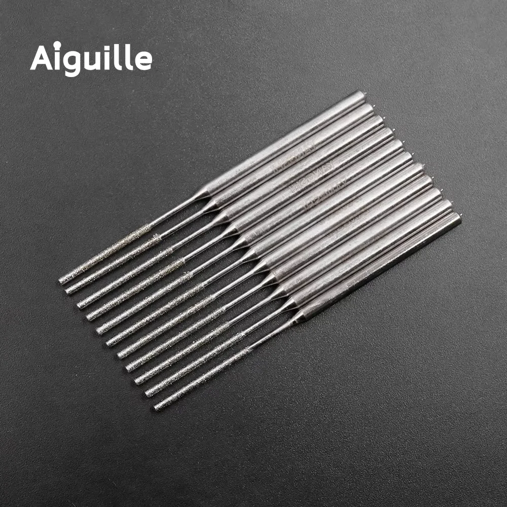 Aiguille 150# Cylindrical Straight Diamond Grinding Heads 3mm Shank for Jade Repair and Fine Polishing