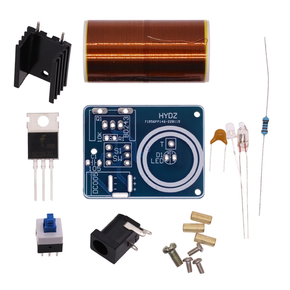 Imagem -05 - Mini Kit Bobina de Tesla Adereços Mágicos Peças Faça Você Mesmo dc 9v12v Luzes Vazias Tecnologia Faça Você Mesmo Eletrônica Bd243c Bd243